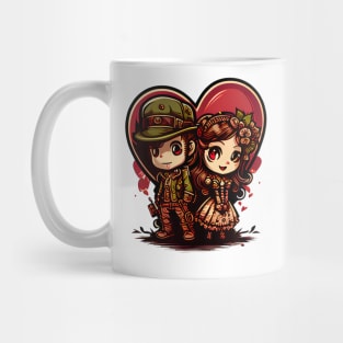 Elegantly dressed 19th century couple on Valentine's Day Mug